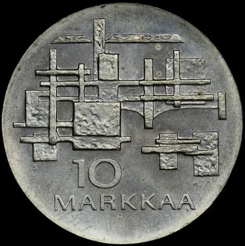 Finland 1967 Silver 10 Markaa KM# 50 Uncirculated product image