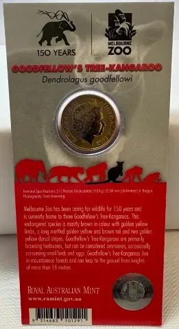 2012 Coloured 1 Dollar Uncirculated Coin Animals of the Zoo Goodfellow's Tree Kangaroo product image