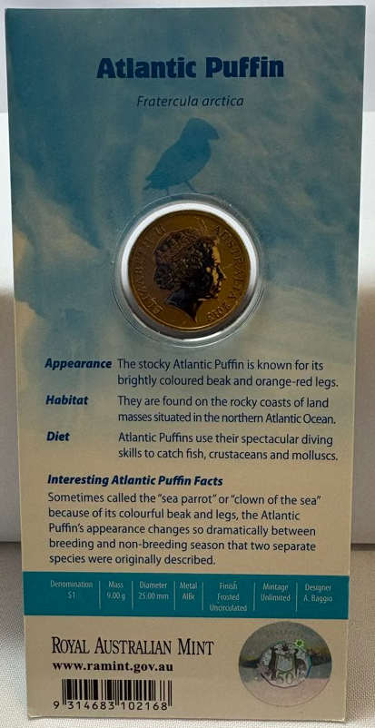 2013 Coloured 1 Dollar Uncirculated Coin Polar Series Puffin product image