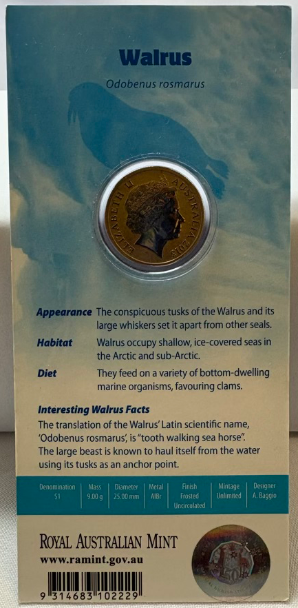 2013 Coloured 1 Dollar Uncirculated Coin Polar Series Walrus product image