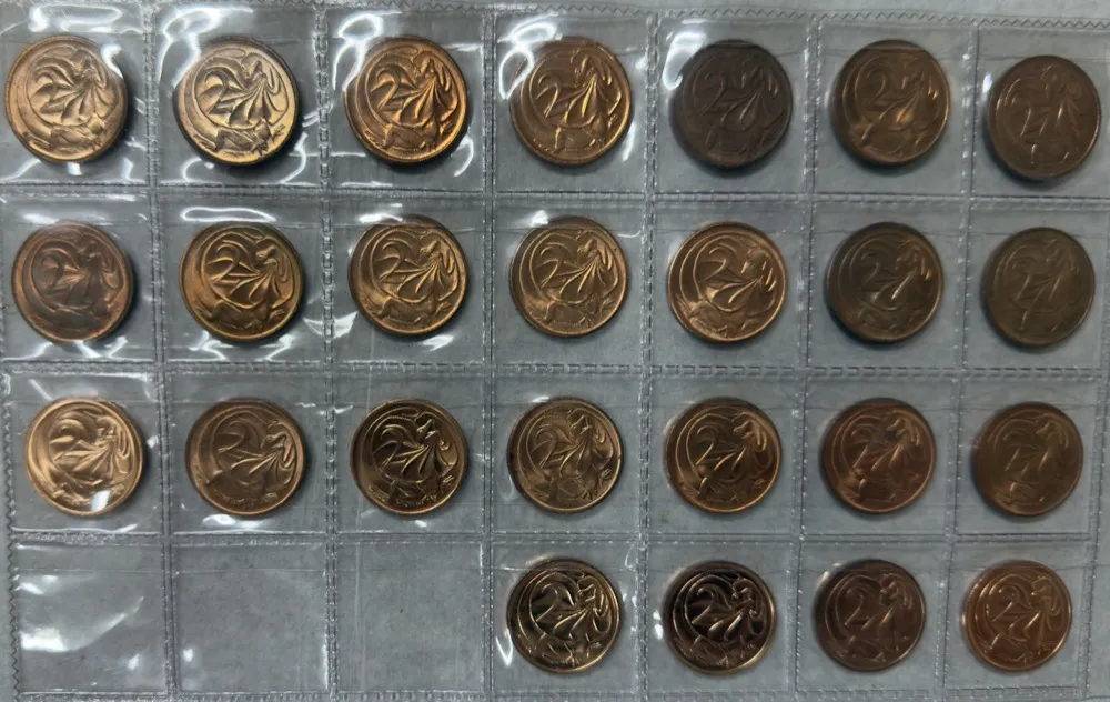 Complete  Set of Australian 2 Cent Coins 1966~1990 Uncirculated product image