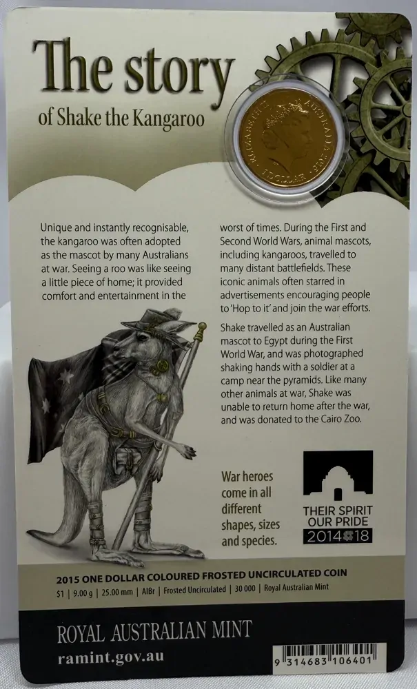 2015 Coloured $1 Coin Unlikely Heroes - Shake the Kangaroo product image