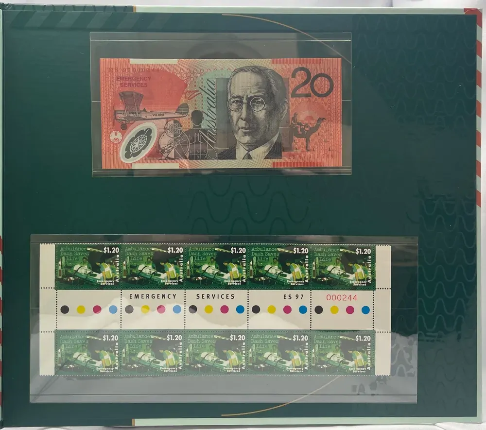 1997 Premium Note & Stamp Set 20 Dollar Emergency Services