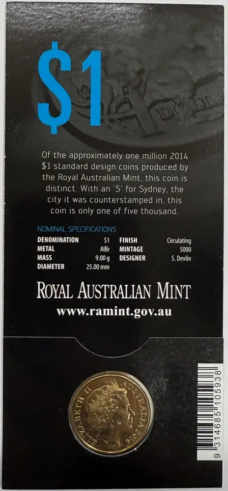 2014 1 Dollar Uncirculated Coin 30th Anniversary Sydney Counterstamp product image