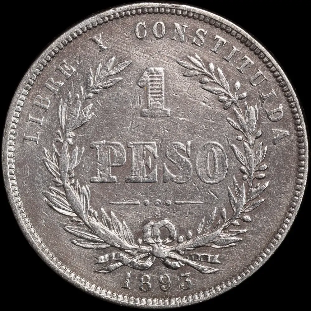Uruguay 1893-So Silver Peso SA#29 good EF product image