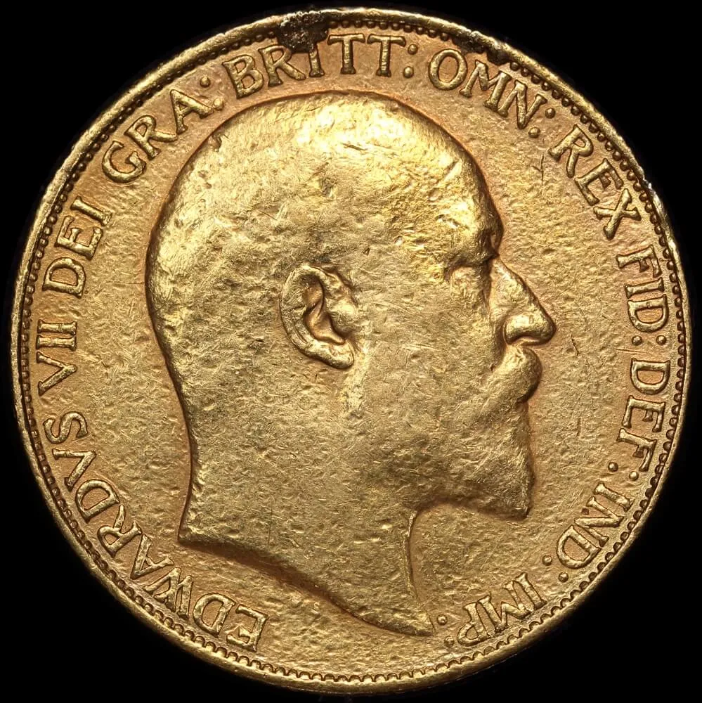 1902 Gold Two Pound Edward VII good VF (ex mount)