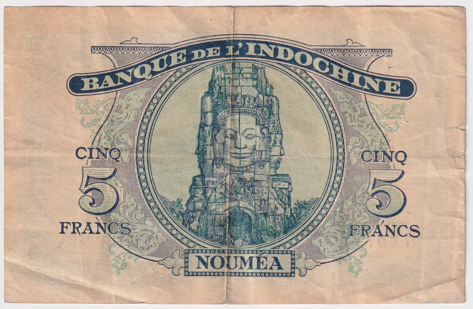 New Caledonia 1944 5 Francs P# 48 about VF product image