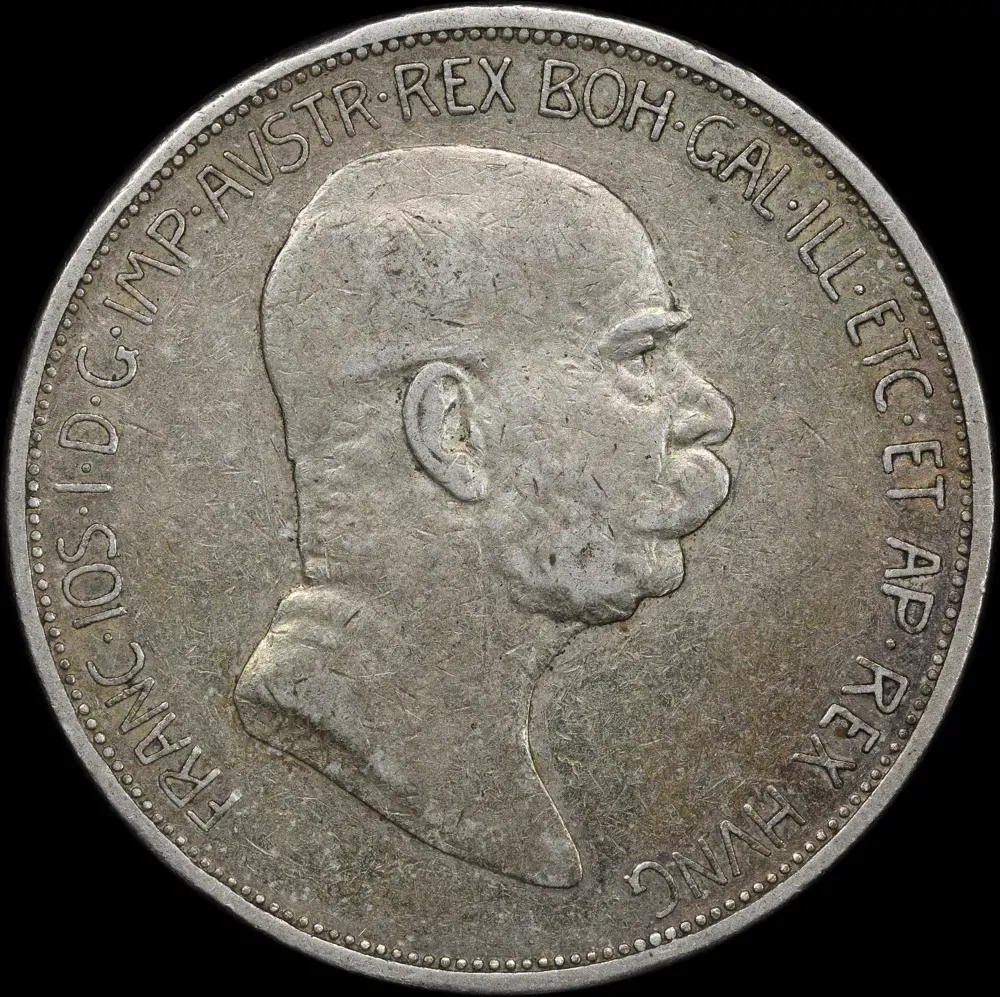 Austria 1909 Silver 5 Corona KM# 2813 good VF product image