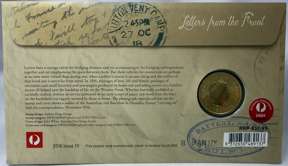 2016 1 Dollar PNC WWI Letters From The Front
