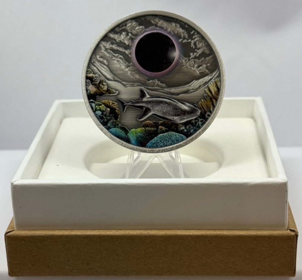 2023 Silver 2oz Antiqued Coloured Coin Ningaloo Eclipse product image