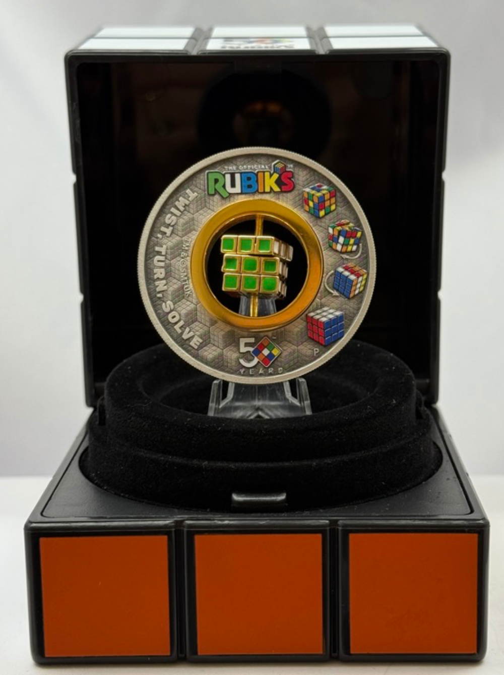 2024 Silver 2oz Antiqued Coloured Coin Rubik's Cube product image