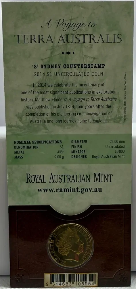 2014 1 Dollar Uncirculated Coin Terra Australis Sydney
