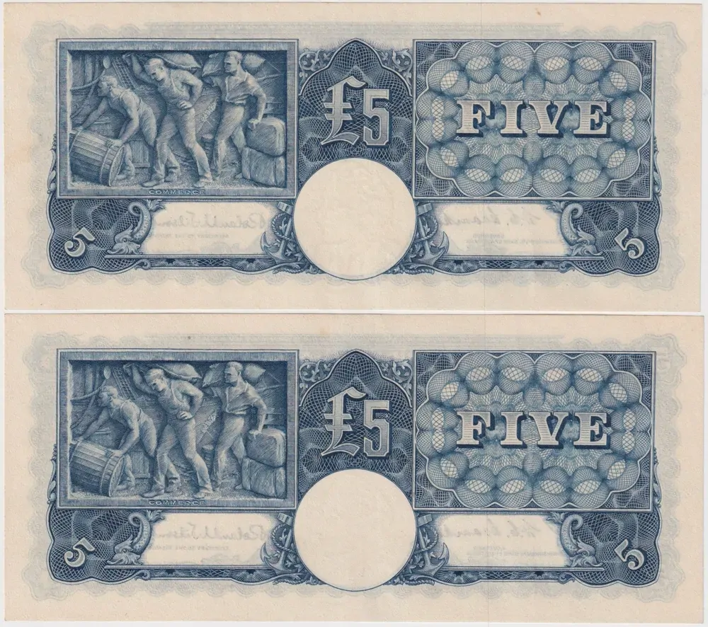 1952 Five Pound Consecutive Pair Coombs/Wilson R48 good EF
