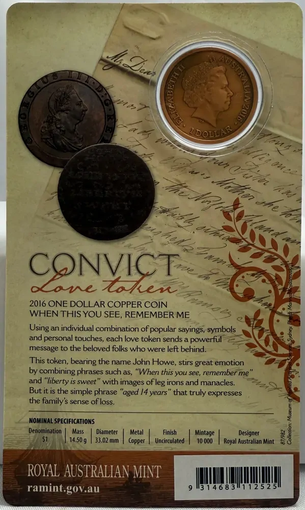 2016 1 Dollar Uncirculated Coin Covict Love Token Remember Me product image