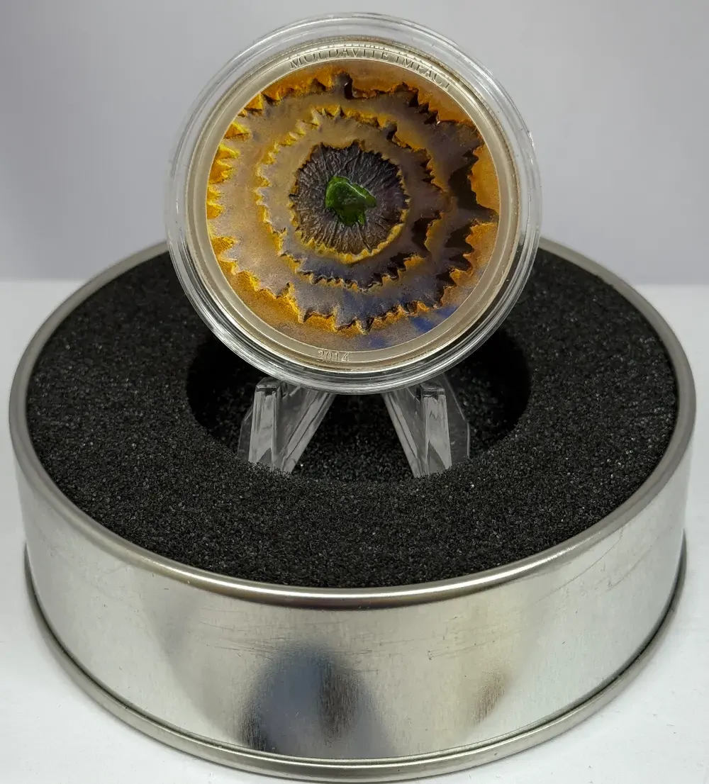 Cook Islands 2014 Silver 5 Dollar Proof Moldavite Impact