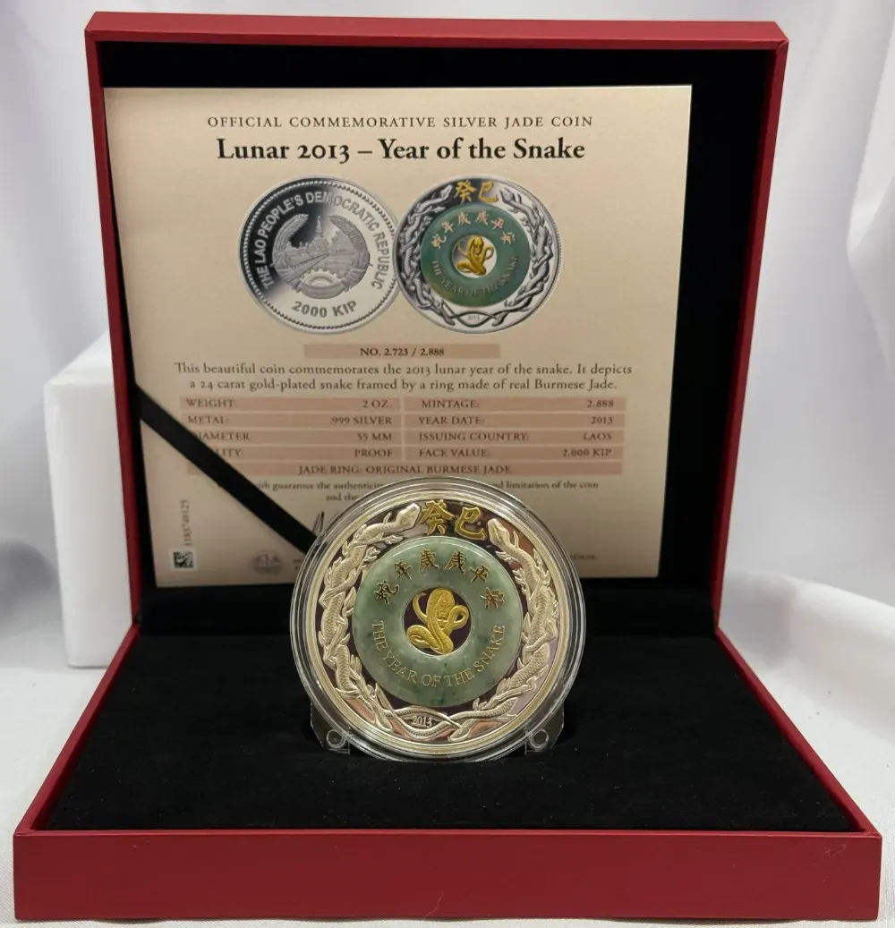 Laos 2013 Silver 2000 Kip Proof Jade Snake product image