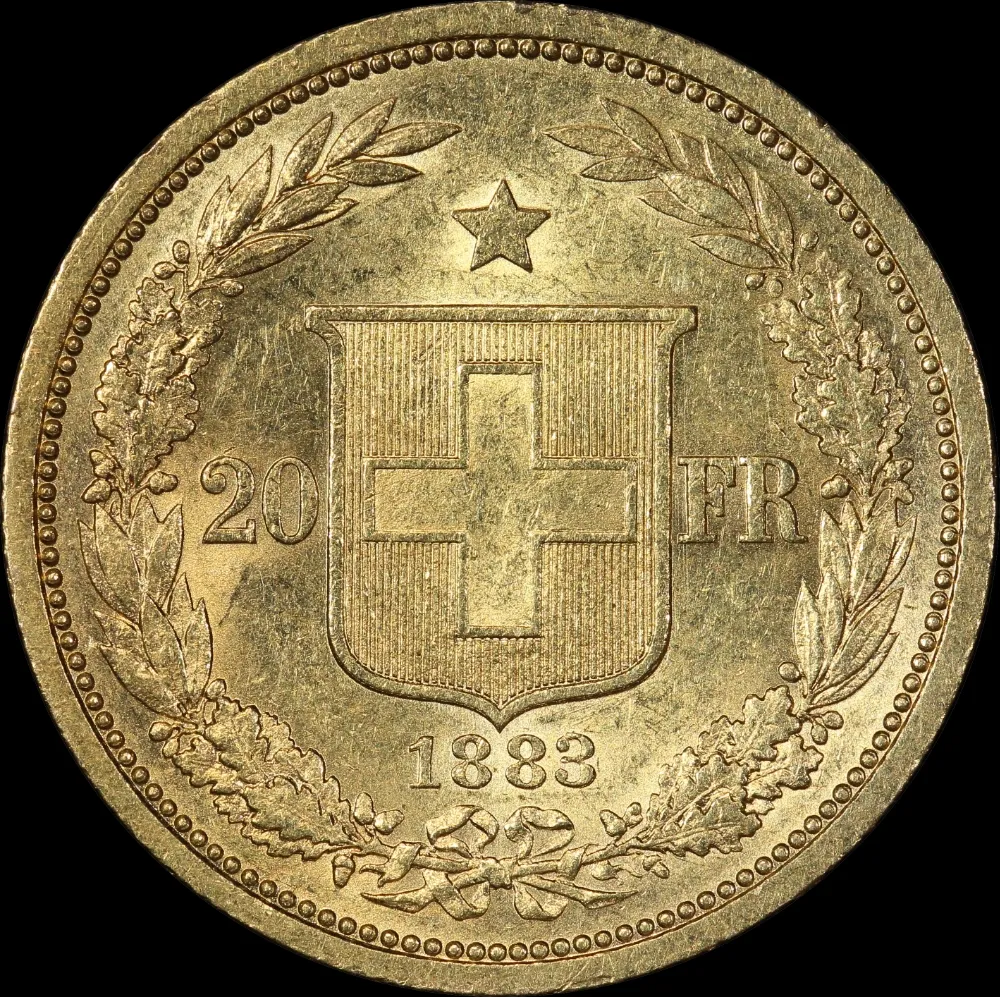 Switzerland 1883 Gold 20 Francs KM# 31.1 about Unc product image