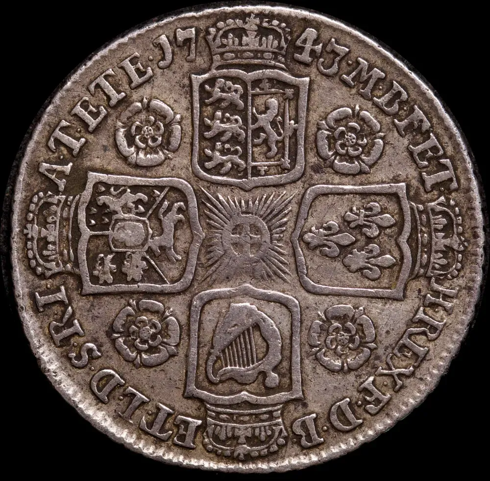 1743 Silver Shilling George II  S#3702 Very Fine product image