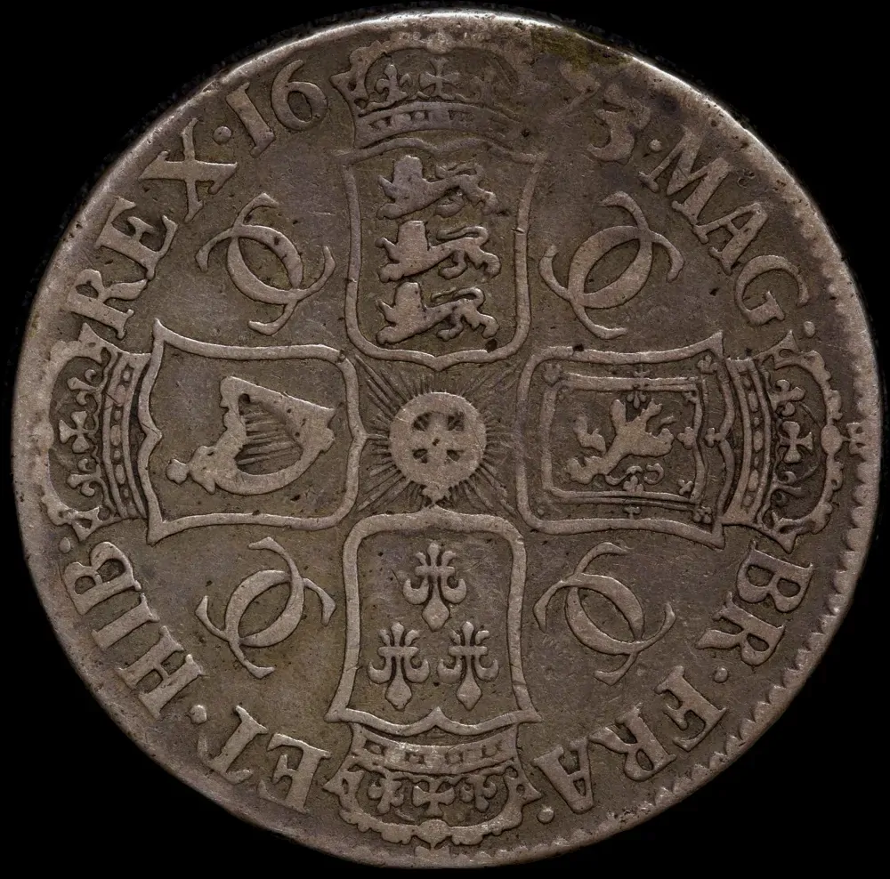 1673 Silver Crown Charles II S#3355 Very Fine