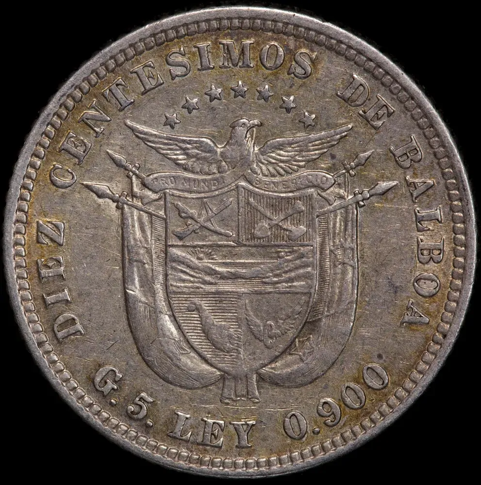 Panama 1904 Silver 10 Centisimos KM#3 good EF product image