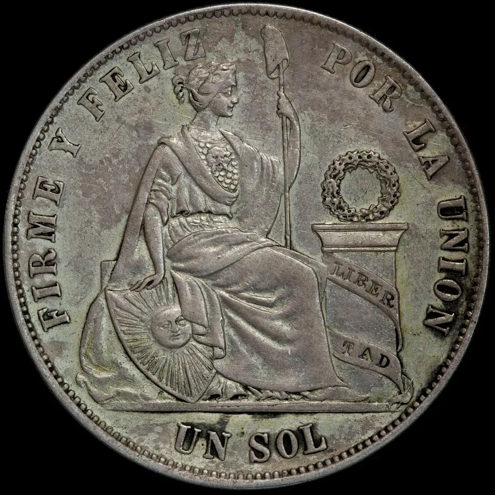 Peru 1875 Silver Sol KM# 169.3 good VF product image