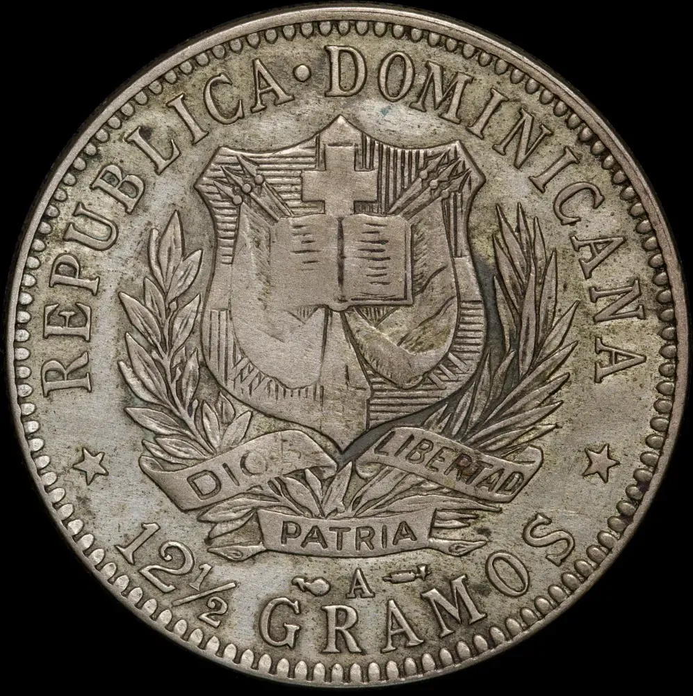 Dominican Republic 1897 Silver 1/2 Peso KM#15 Extremely Fine product image