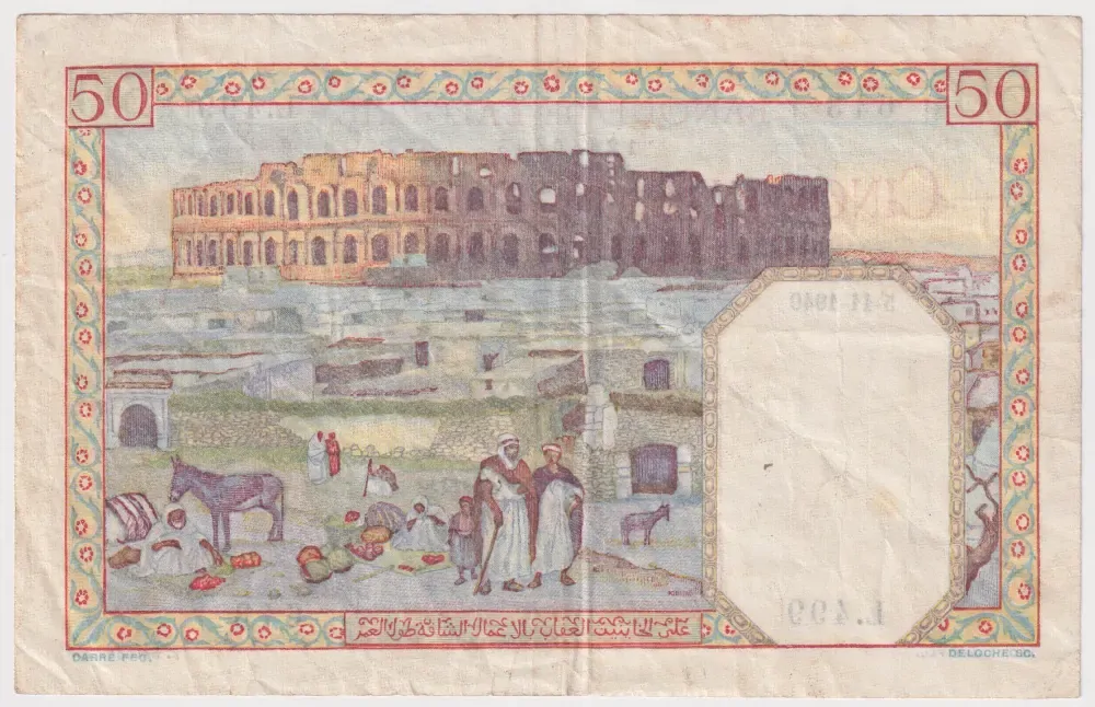 Algeria 1940 50 Francs P# 84 Very Fine