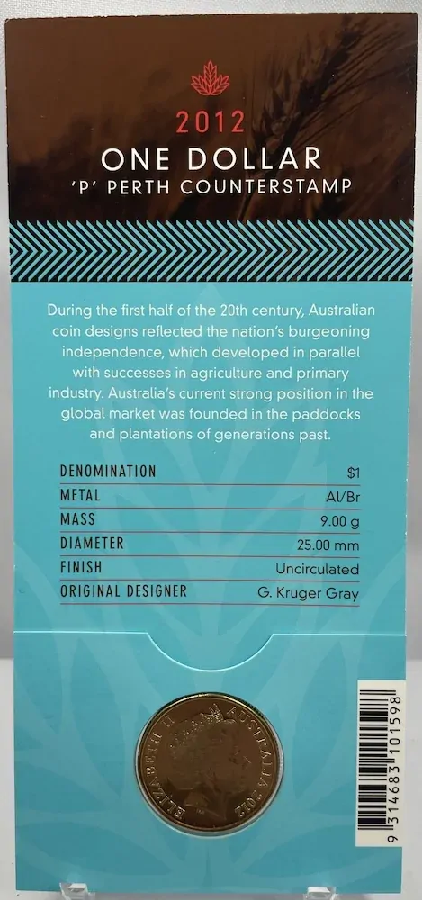 2012 1 Dollar Uncirculated Coin Wheat Sheaf Perth Counterstamp product image