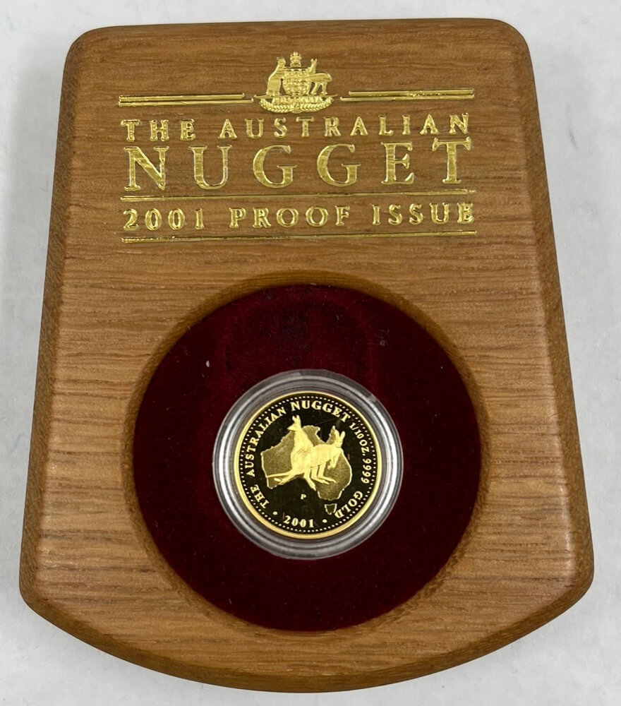 2001 Tenth Ounce Gold Proof Coin Nugget Kangaroo
