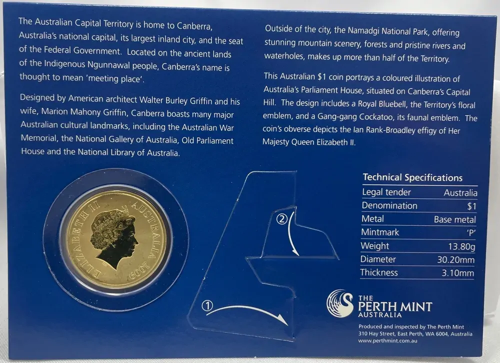 2009 1 Dollar Uncirculated Coin Celebrate Australia ACT