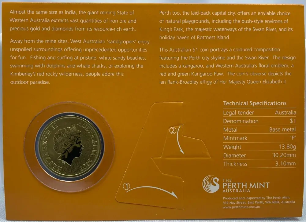 2009 1 Dollar Uncirculated Coin Celebrate Australia Western Australia