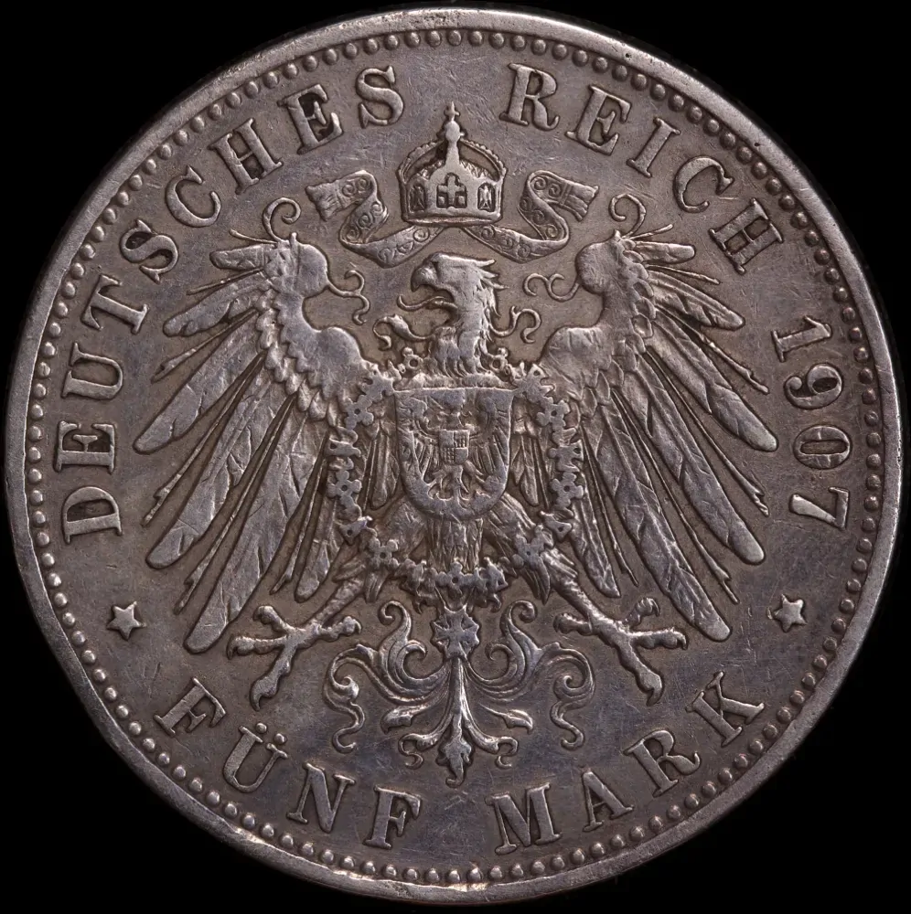 Germany (Bavaria) 1907 Silver 5 Marks KM#915 about VF product image
