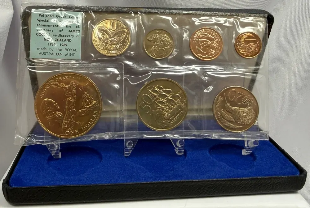 New Zealand 1969 7 Coin Proof Set James Cook Bicentenary product image