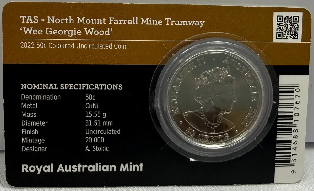 2022 50 Cent Uncirculated Coin Steam Power TAS Wee Georgie Wood