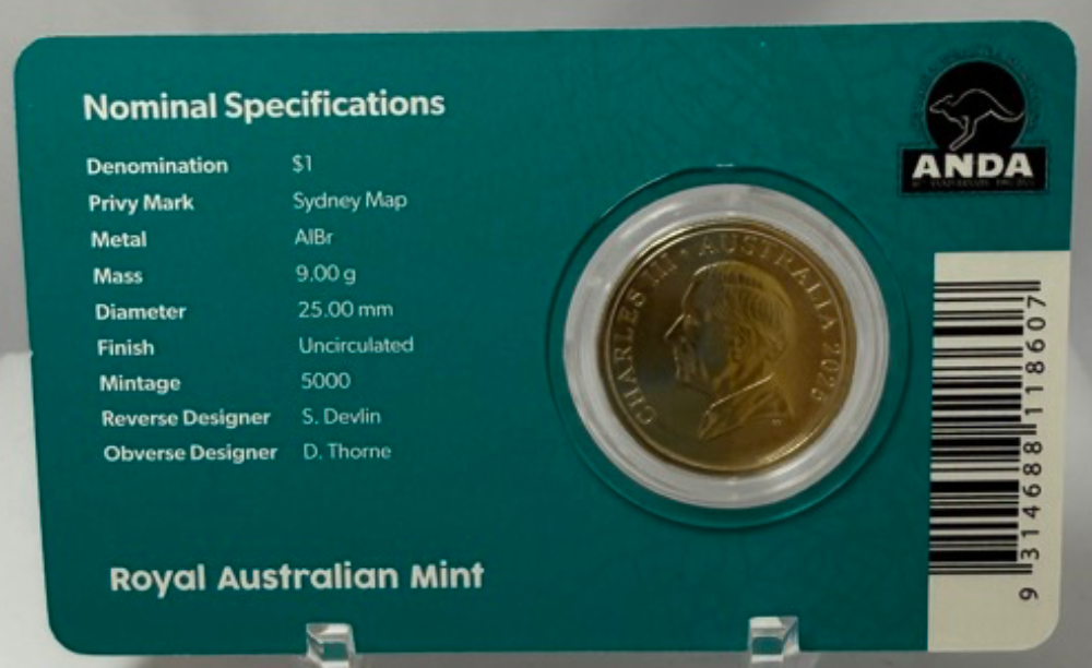 2025 1 Dollar Uncirculated Coin Sydney ANDA Money Expo Mob of Roos