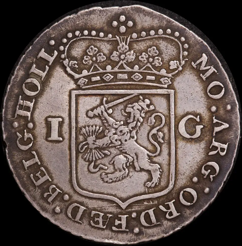 Netherlands (Holland) 1793 Silver Guilder KM#117 good VF