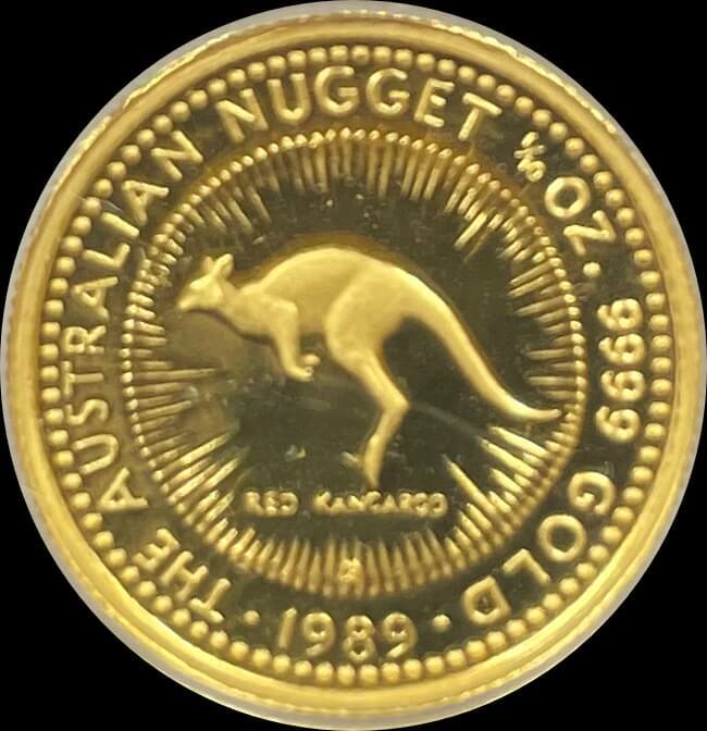 1989 Tenth Ounce Gold Proof Coin Kangaroo Nugget