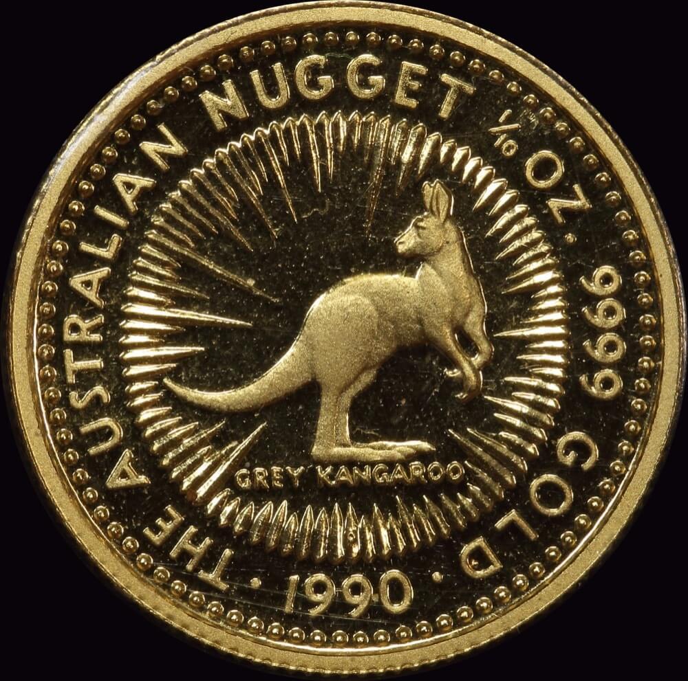 1990 Tenth Ounce Gold Proof Coin Kangaroo Nugget