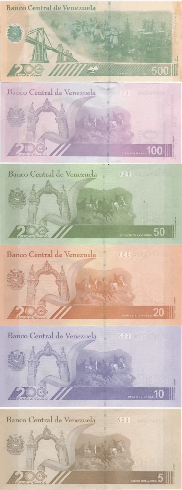 Venezuela 2023 7 Note Set (500 - 5 Bolivares) Uncirculated product image
