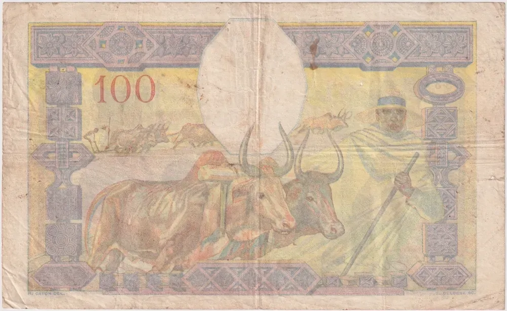 Madagascar 1937 100 Francs P#40b Fine
