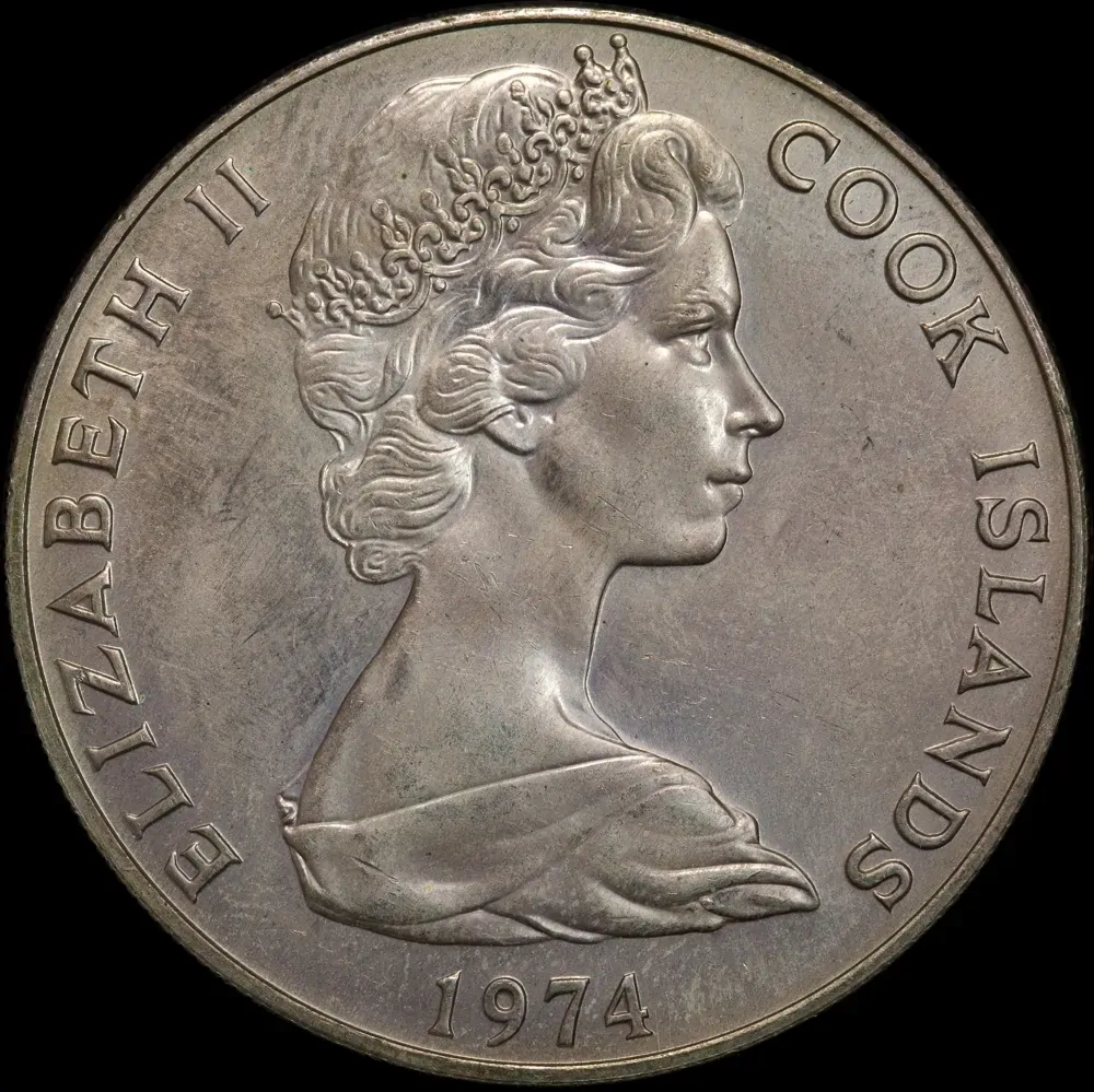 Cook Islands 1974 Silver 7.5 Dollars KM#10 Uncirculated Hervey Islands Discovery