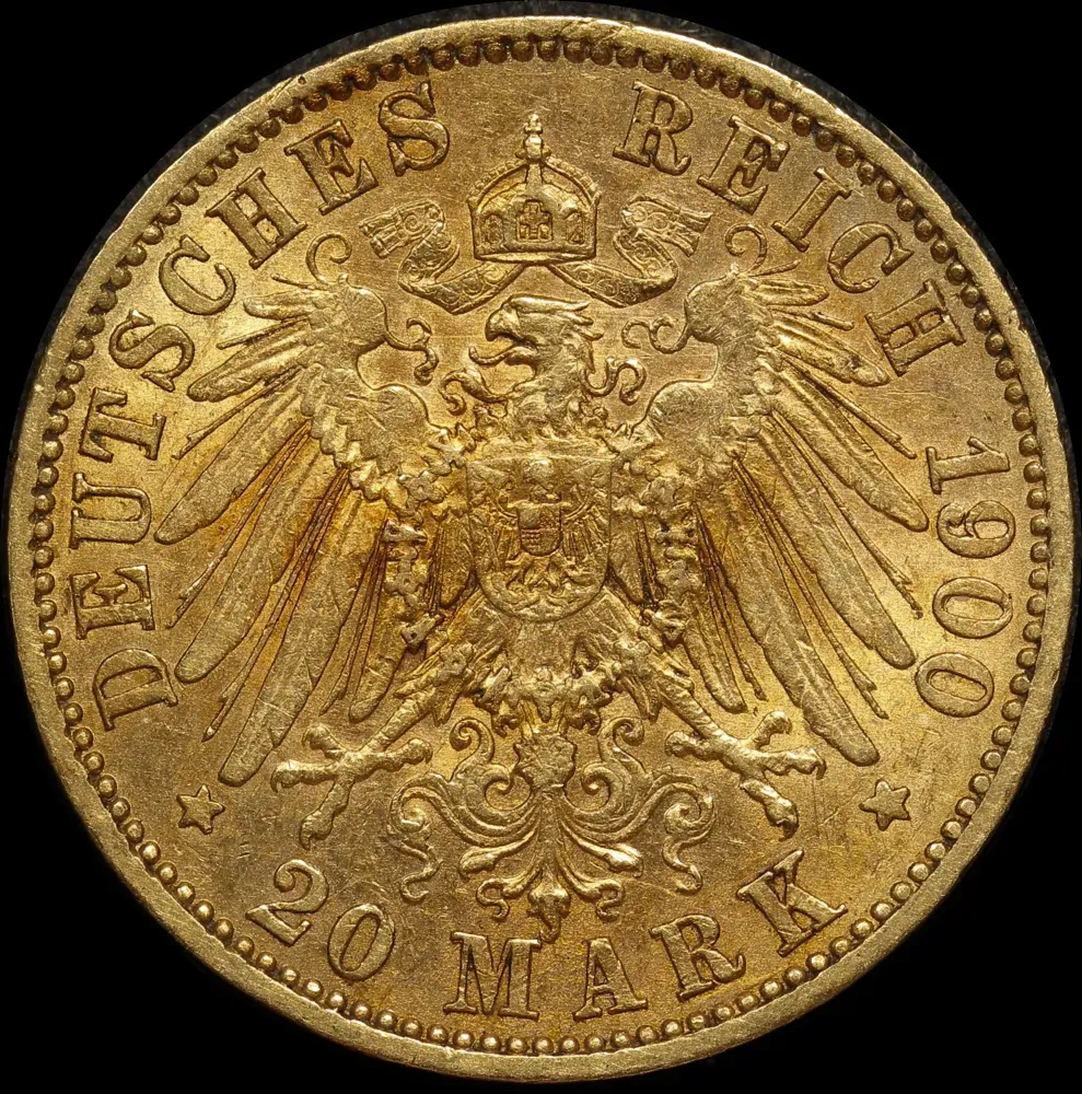 German States (Prussia) 1900-A Gold 20 Marks KM# 521 Extremely Fine