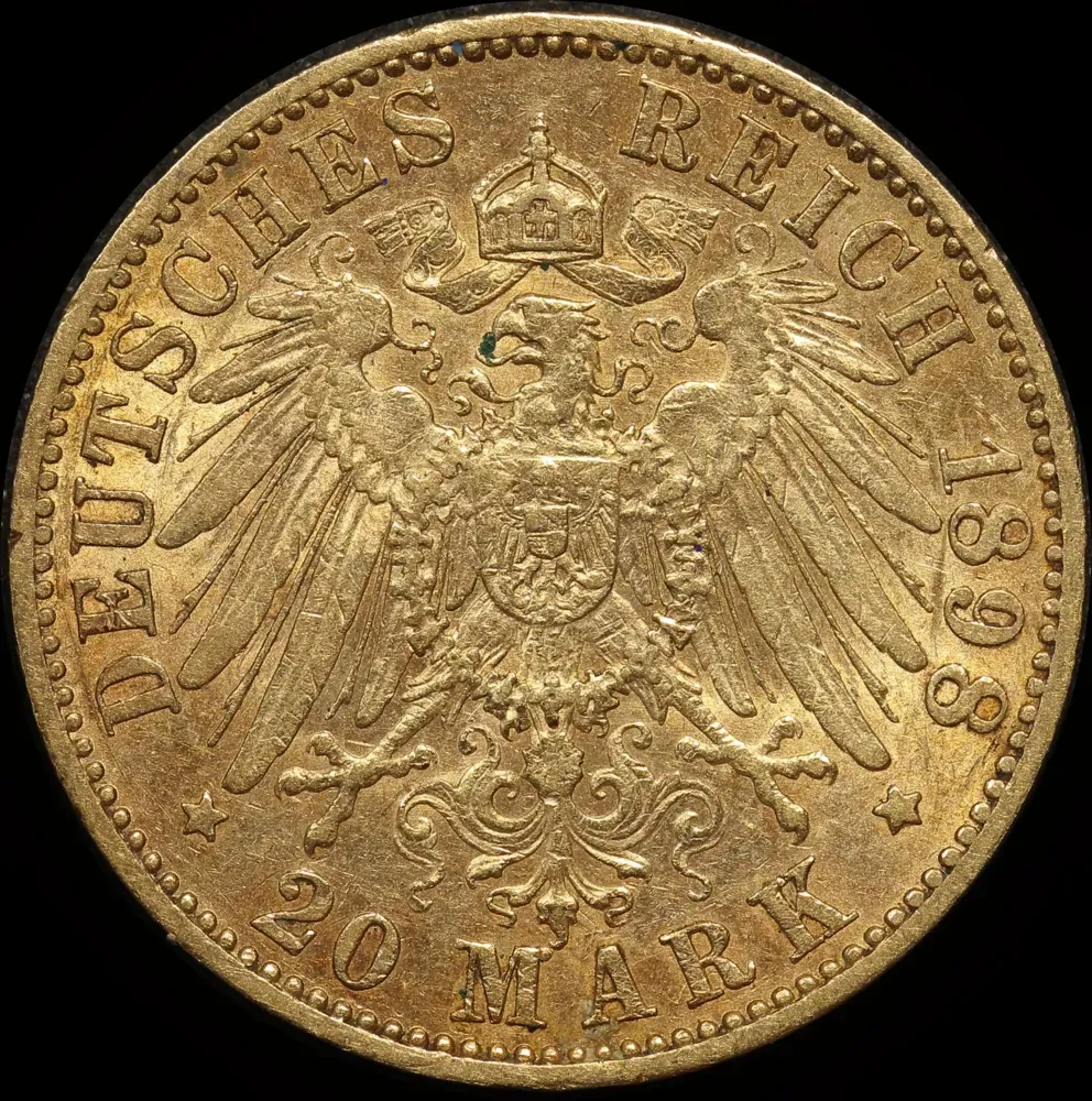 German States (Prussia) 1898-A Gold 20 Marks KM# 521 Extremely Fine