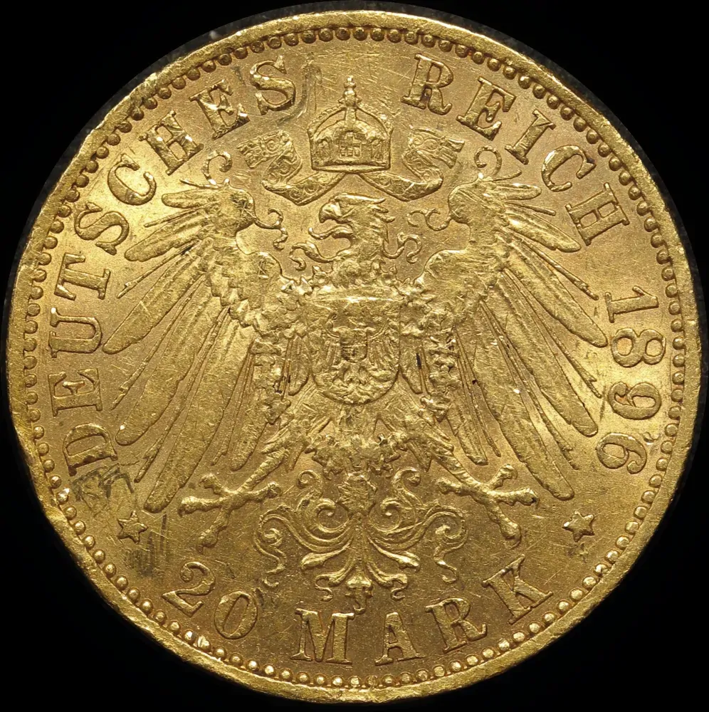 German States (Prussia) 1896-A Gold 20 Marks KM# 521 Extremely Fine