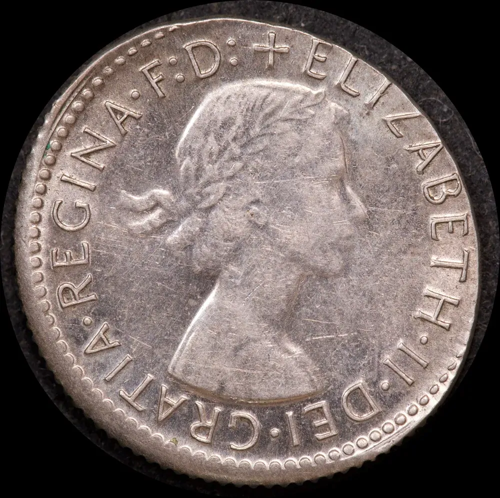 1955 Sixpence Clipped Elliptical Planchet about Unc 