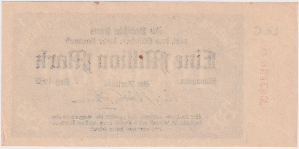 German States (Baden) 07.08.1923 1 Million Marks P#S912 Uncirculated