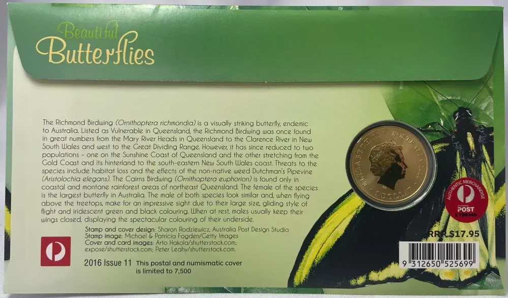 2016 1 Dollar PNC Beautiful Butterflies Richmond Birdwing product image