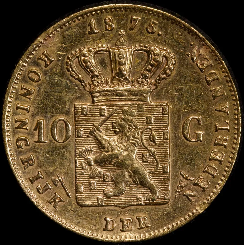 Netherlands 1875 Gold 10 Guilders KM# 105 Extremely Fine product image