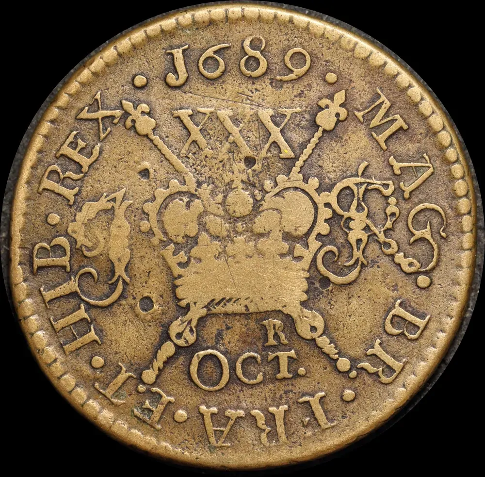 Ireland 1689 Oct Gunmoney Halfcrown IEHC-230 about VF product image