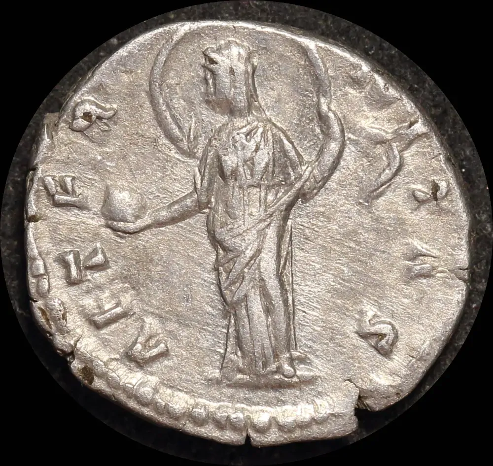 Ancient Rome (Imperial) 141 CE Faustina Silver Denarius Providentia RIC III 350Aa good VF